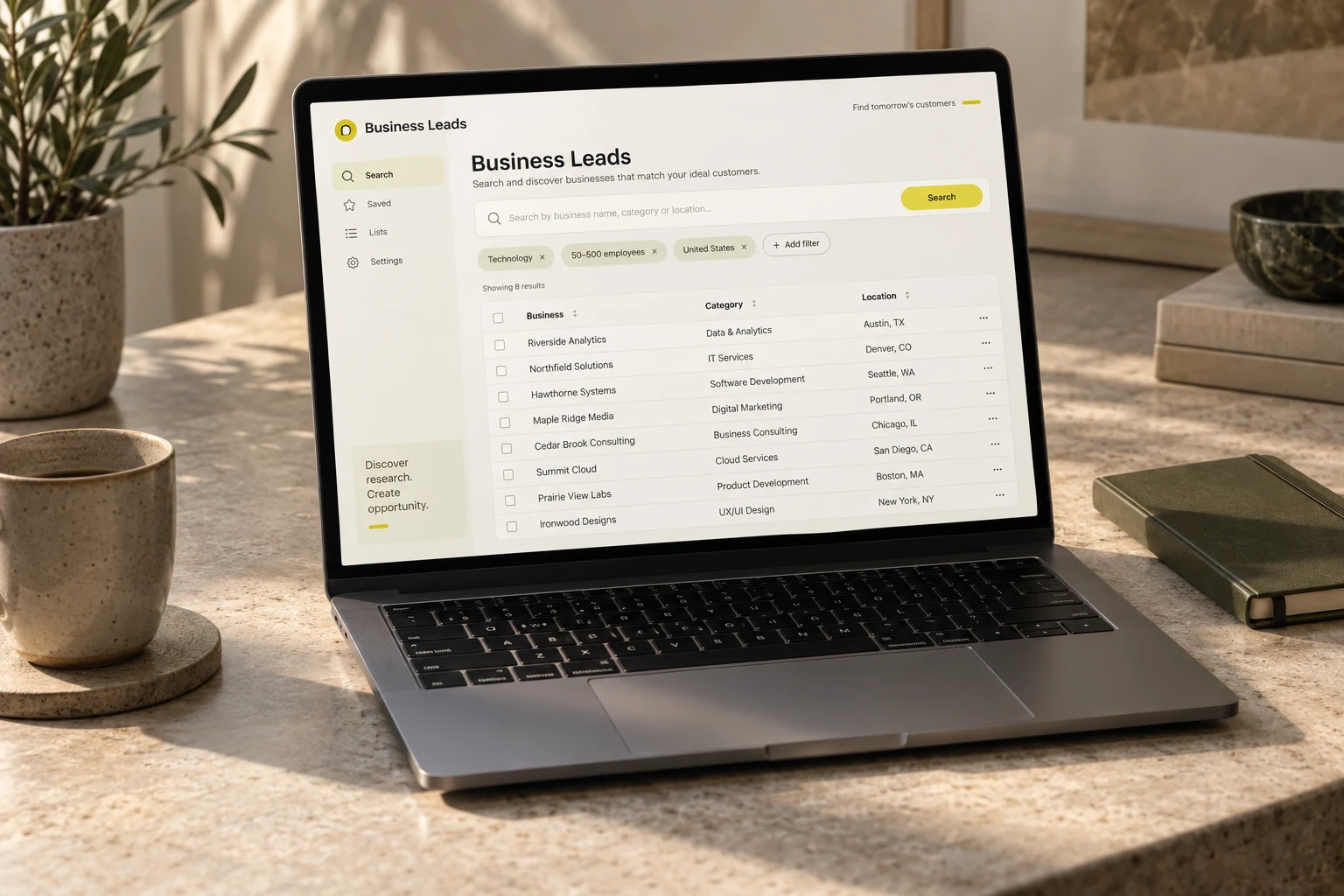Business Leads Scraper: AI-generated product mockup