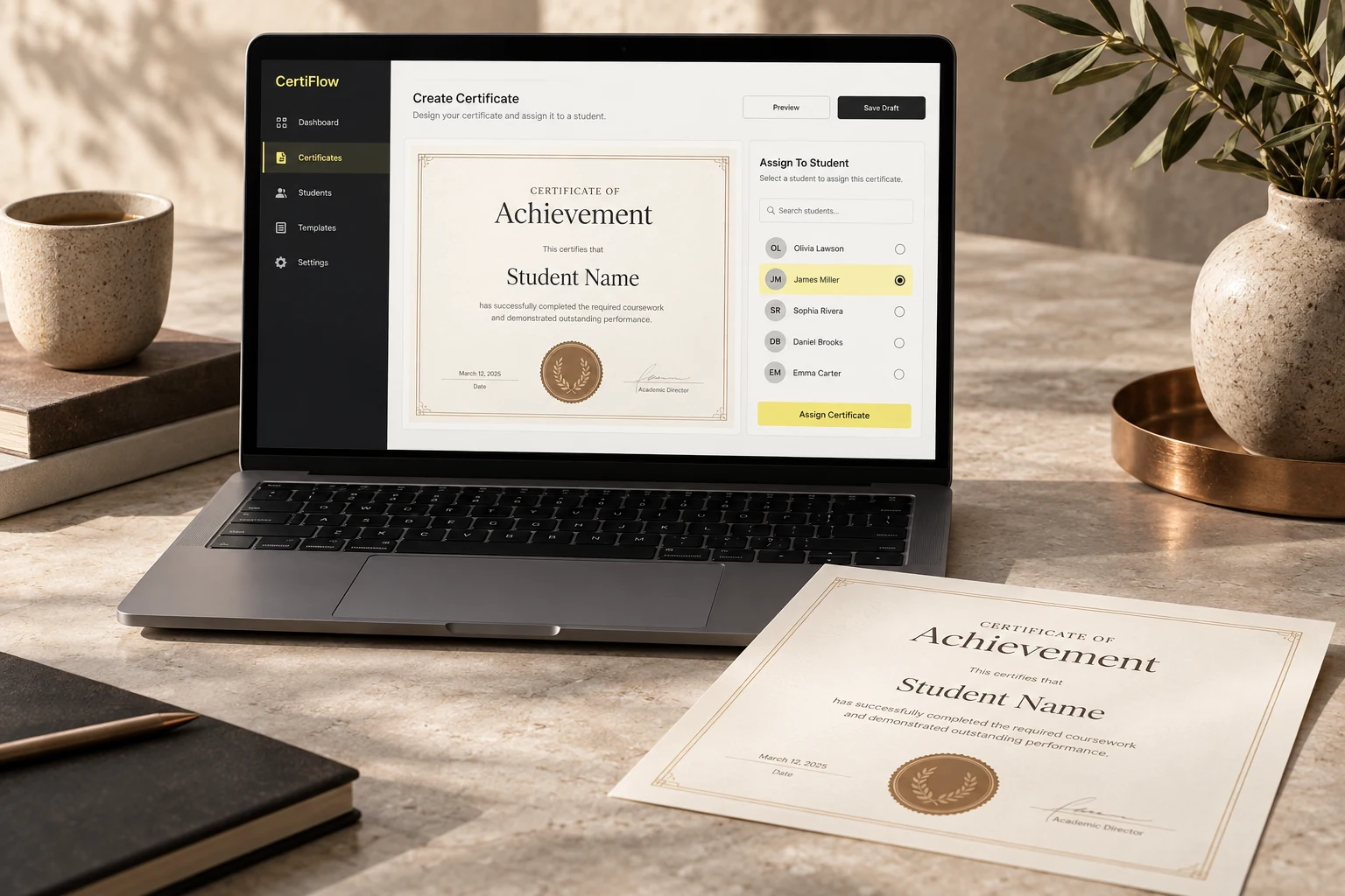 CertiFlow: AI-generated product mockup